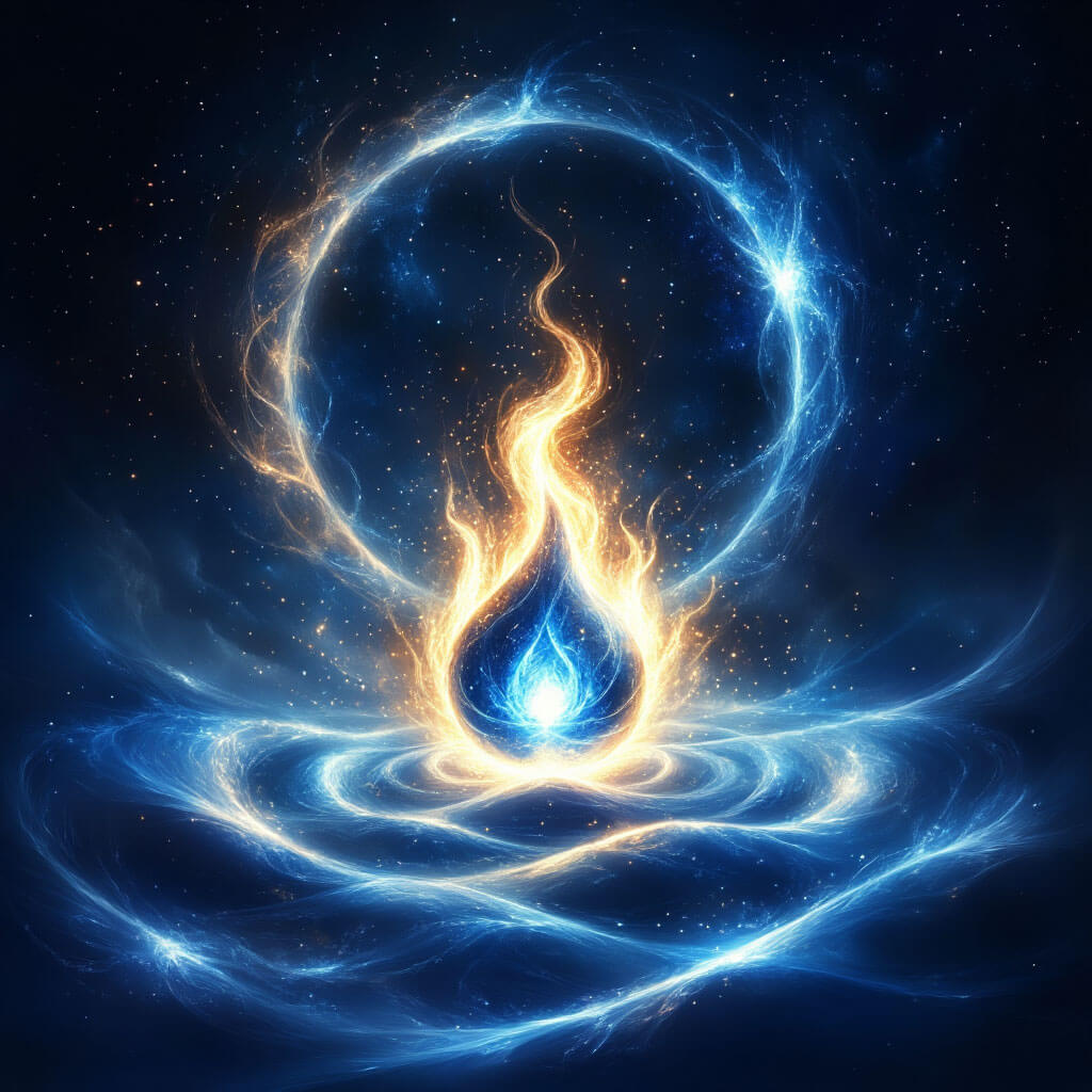 Icône Intuition: Une flamme mystique entourée de glyphes lunaires